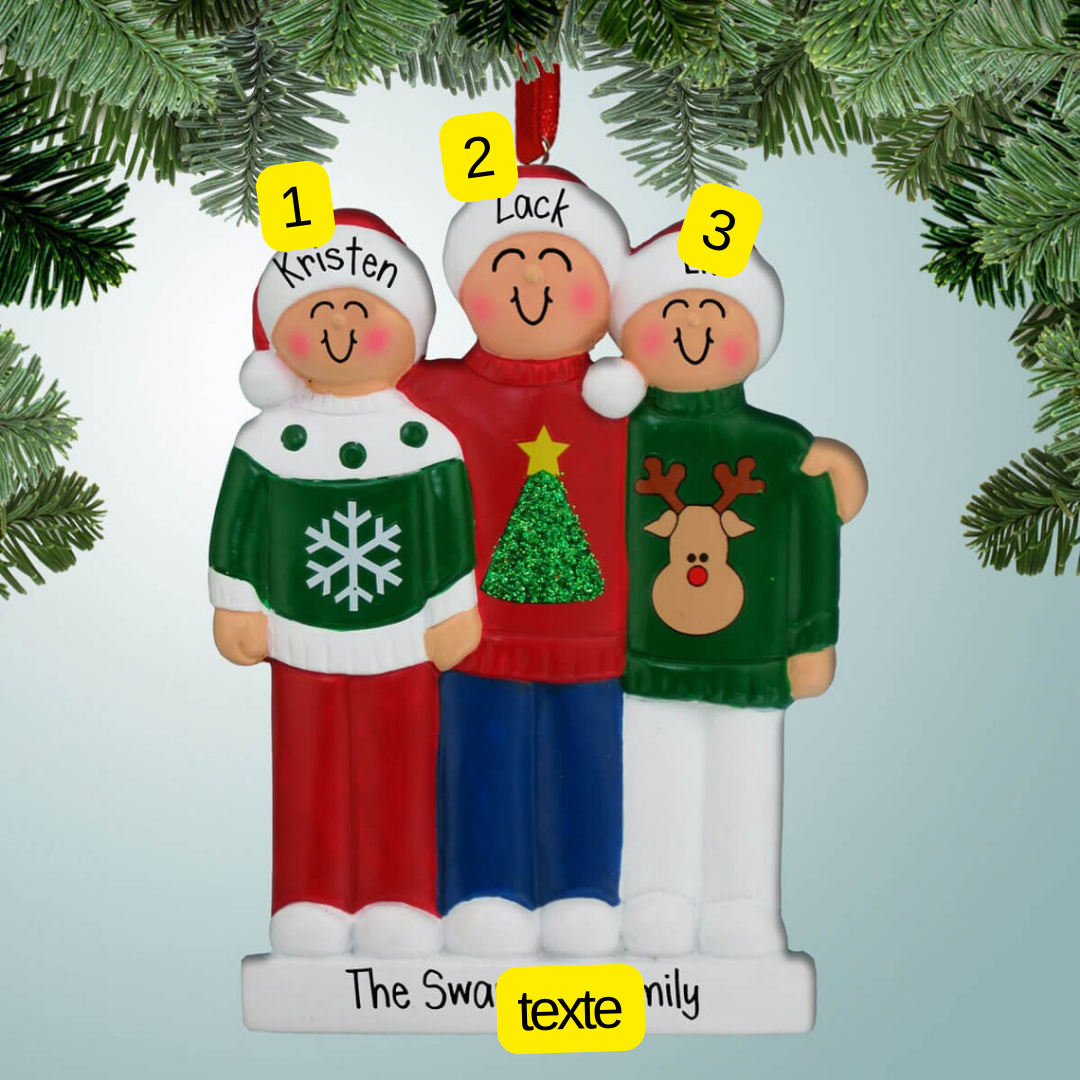 Ornamenti di Natale 3 Nomi e testi personalizzati 