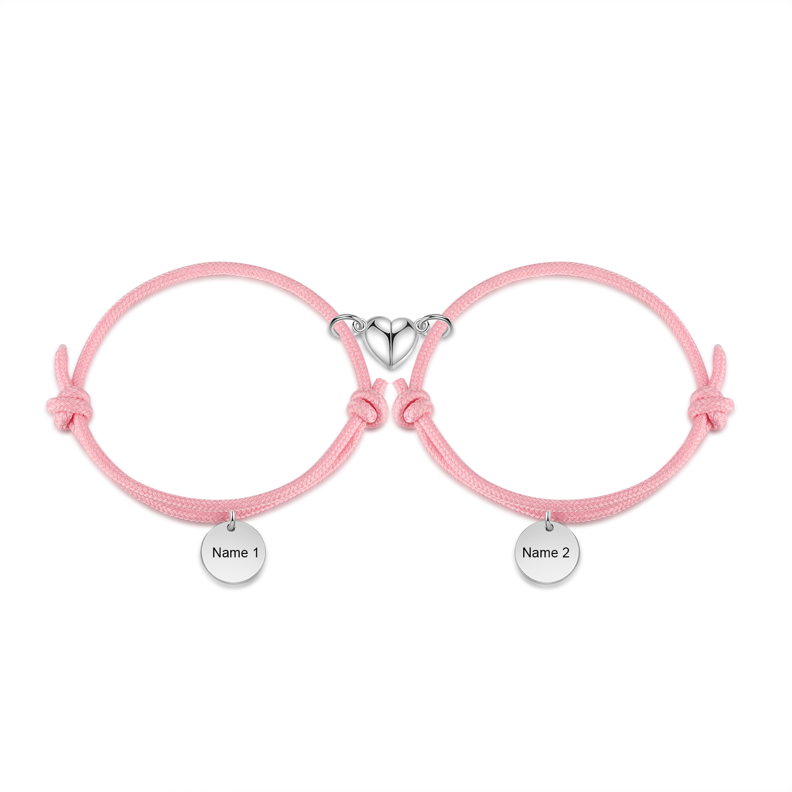 Braccialetti magnetici a corda 2 lettere personalizzate per coppia ciondolo rotondo