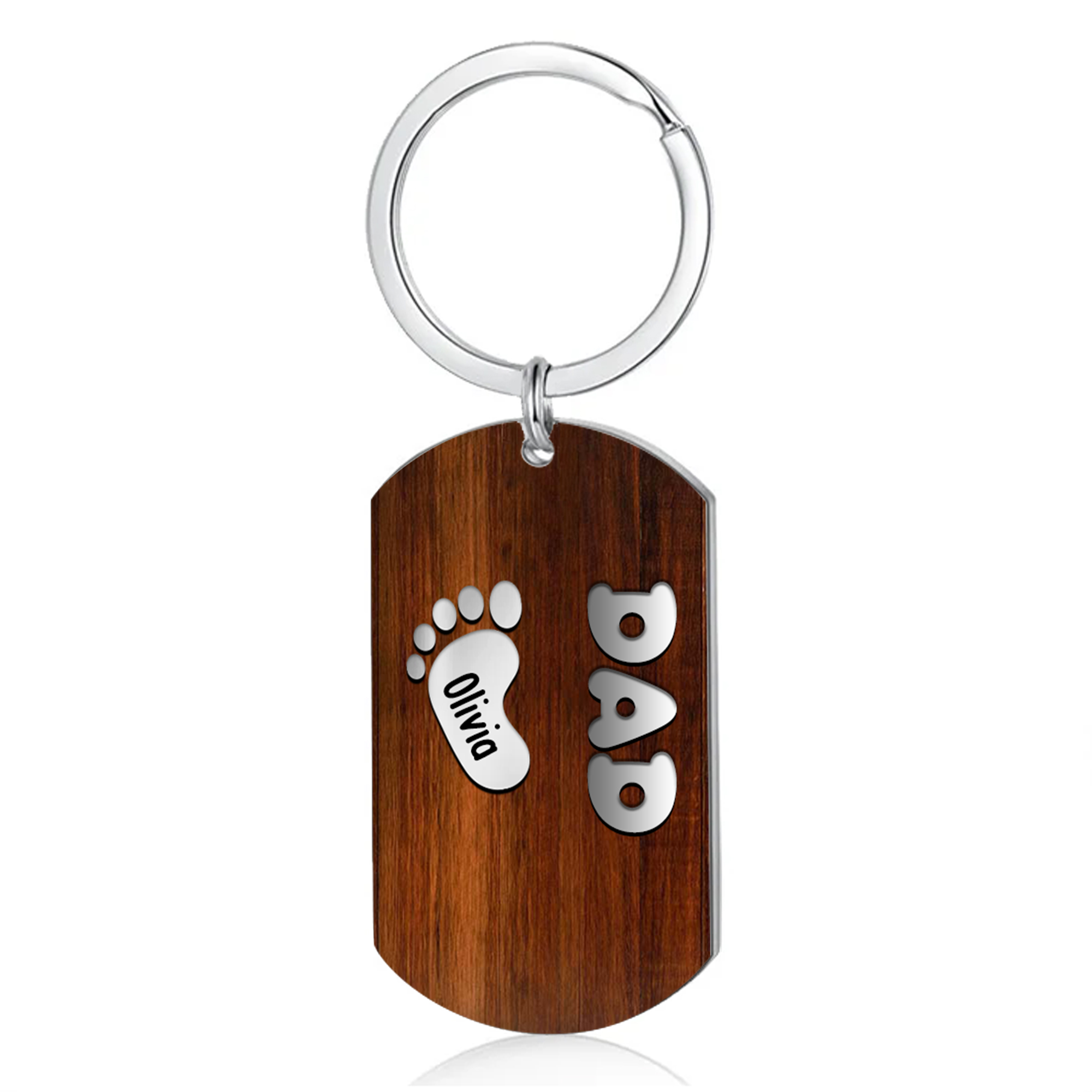 Nonno-Portachiavi con piedino 1 nome e 1 testo personalizzati regalo per papà/nonno