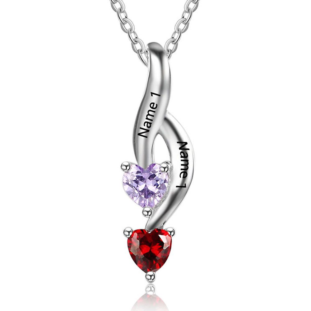 Collana personalizzata 2 pietre di nascita in Argento 925