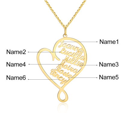 Nome Collana cuore 6 nomi personalizzato regalo per donna