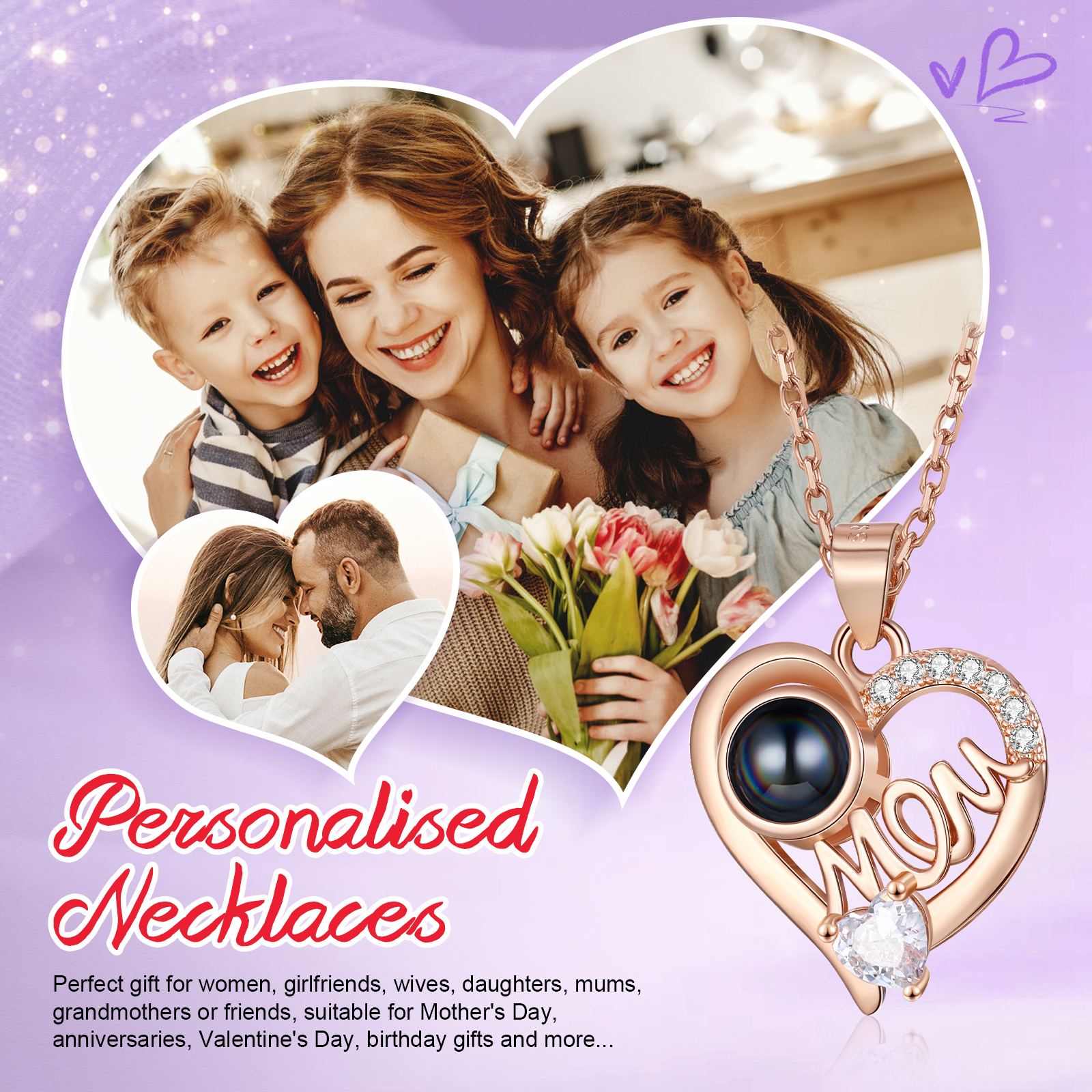 Collana mom con proiezione di una foto personalizzabile regalo ideale per mamma