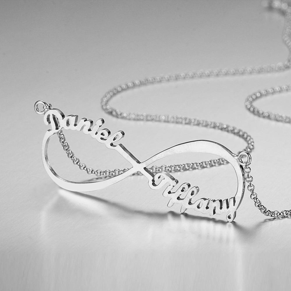 Collana infinito con 2 nomi in argento 925