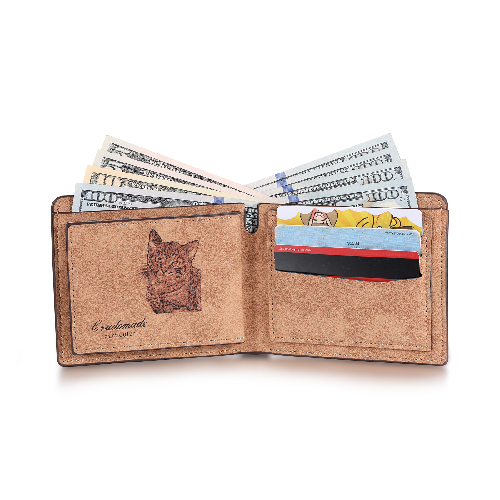 Portafoglio 2 Foto personalizzato con testo Carta da portafoglio classico da uomo