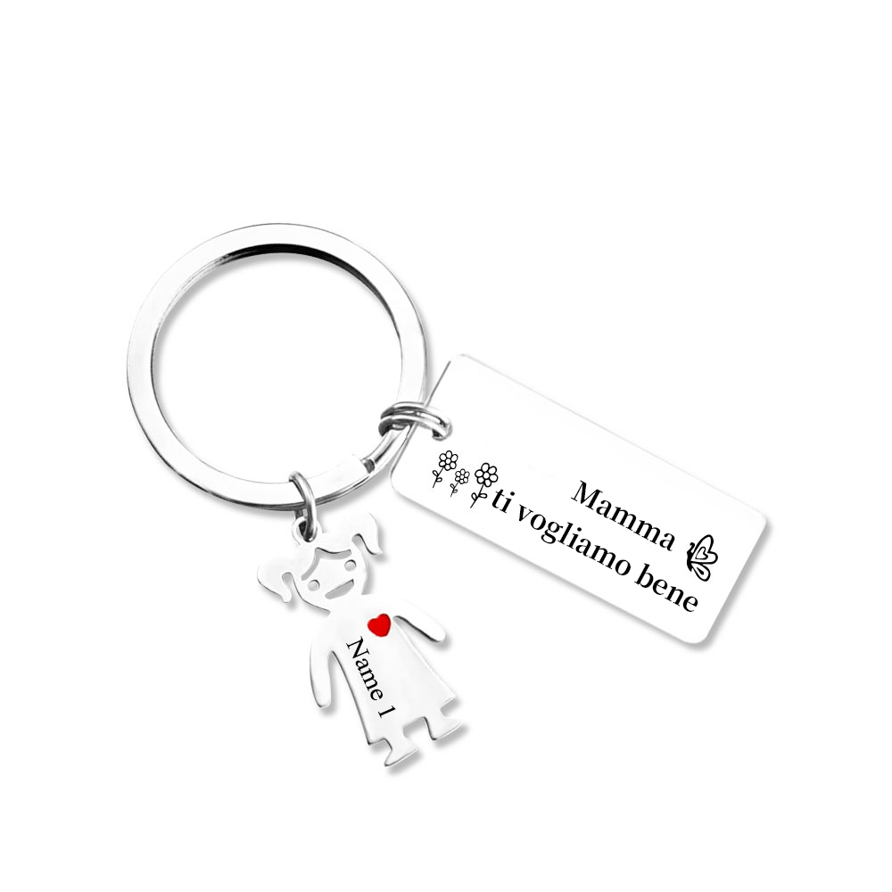 Mamma ti voglio bene-Portachiavi ciondolo bambino 1 nome personalizzato regalo per festa della mamma | Jessemade