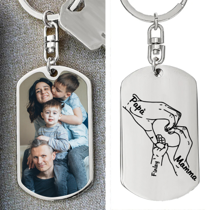 Portachiavi Personalizzato in Acciaio Inossidabile – Incisione 1 Foto & 3 Nomi – Regalo Speciale per Mamma e Papà | Jessemade