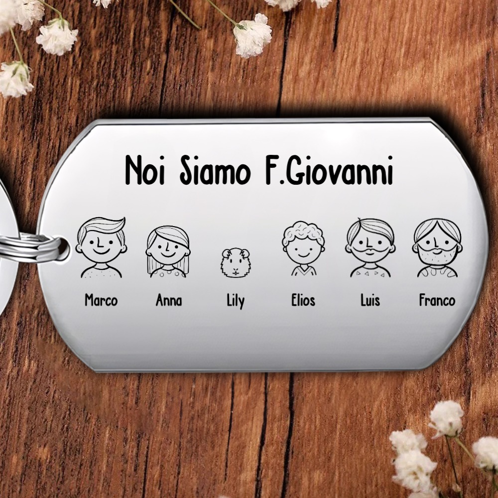 Portachiavi personalizzato la nostra famiglia figura papa mamma figli cane gatto