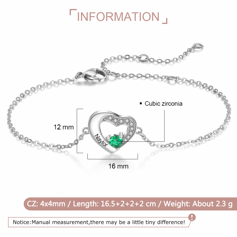 Festa della Mamma Bracciale in argento 925 con 1 nome personalizzato e 1 pietre di nascita