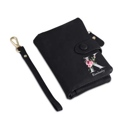 Portafoglio mano nella mano in PU pelle con 5 nomi & 1 testo & 1 lettera personalizzati per mamma