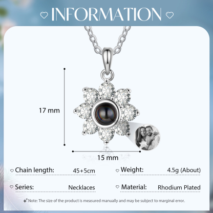 Collana girasole con proiezione di foto personalizzabile per donna