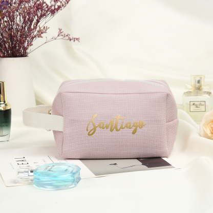 Borsa portabile per cosmetici in velluto a coste per donna 1 nome personalizzato regalo per donna