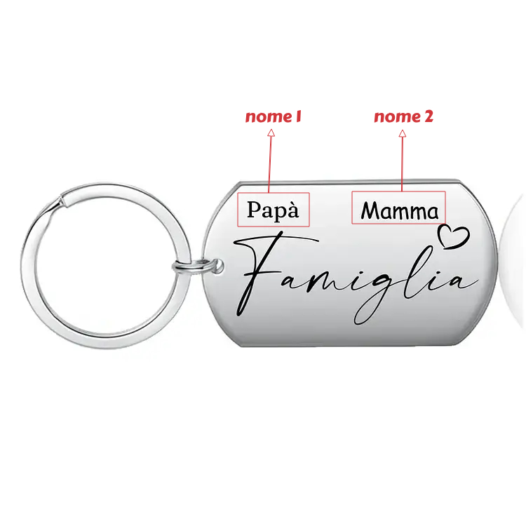 Famiglia-Portachiavi 2 nomi personalizzati papà mamma regalo per famglia