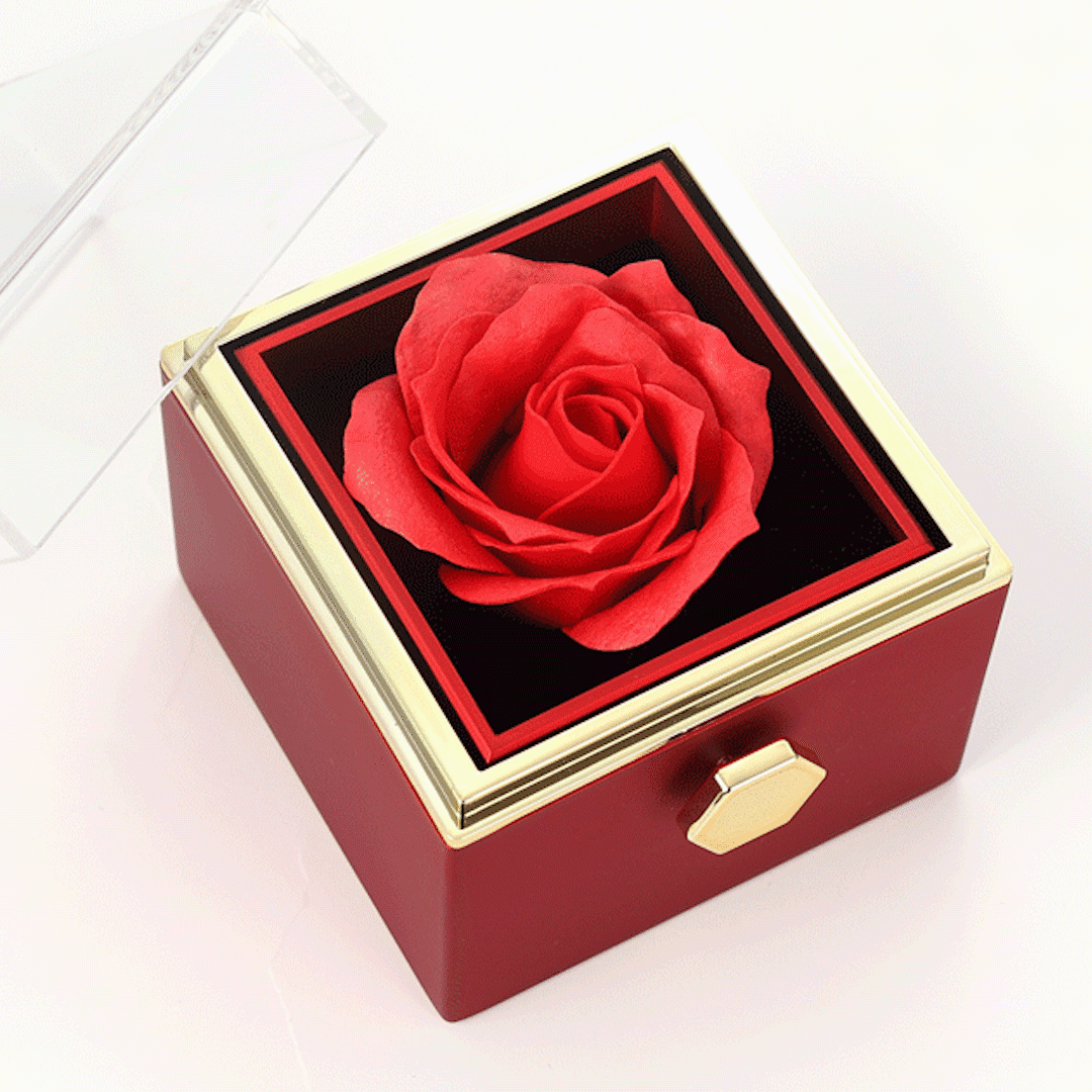 Scatola di rosa rotante premium per gioielli
