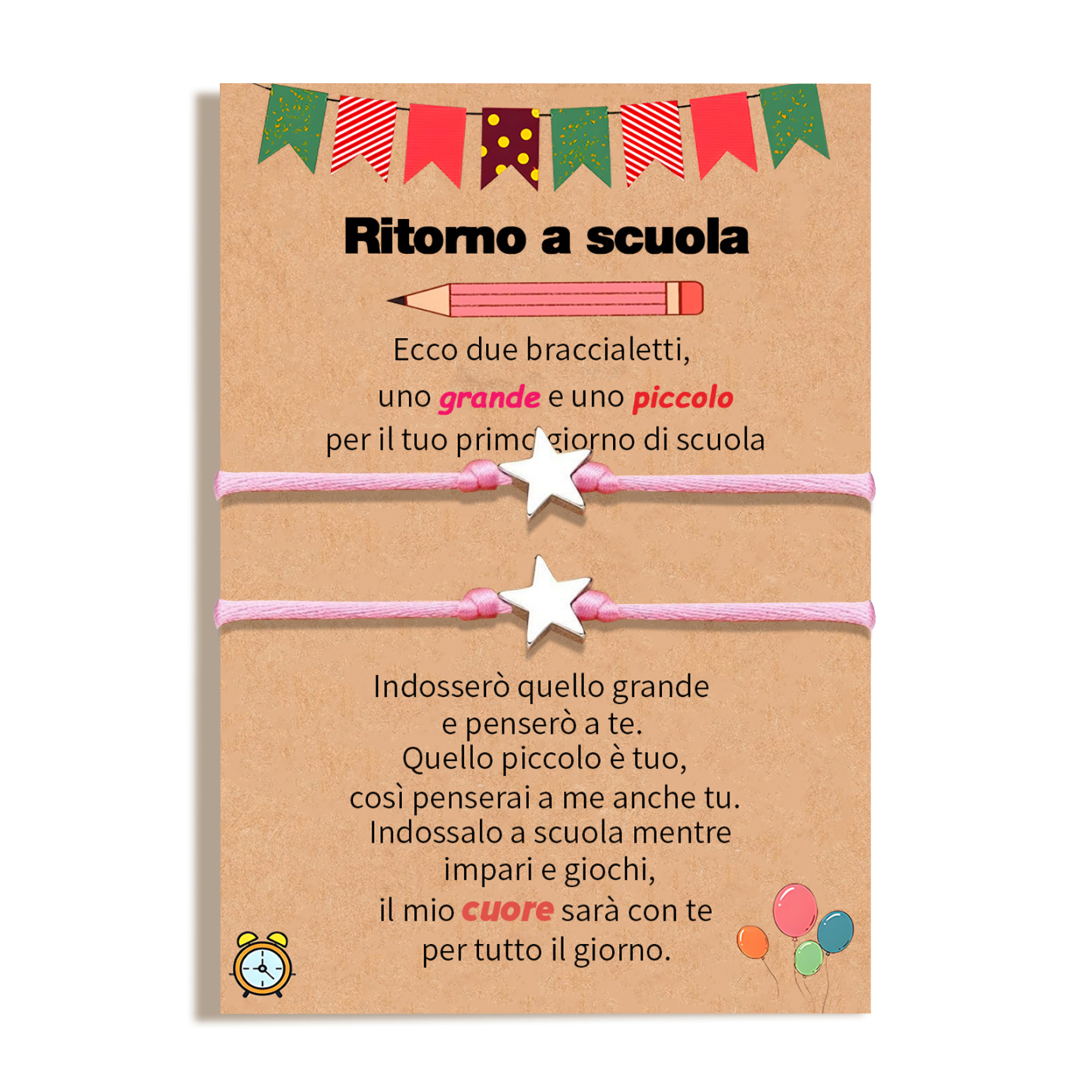 2PCS Braccialetto stella regorabile regalo per bambina con carta