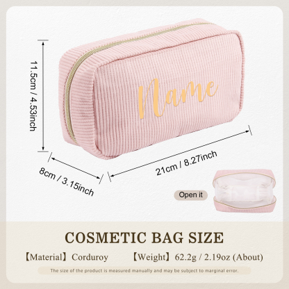 Borsa per cosmetici in velluto a coste per donna 1 nome personalizzato regalo per donna