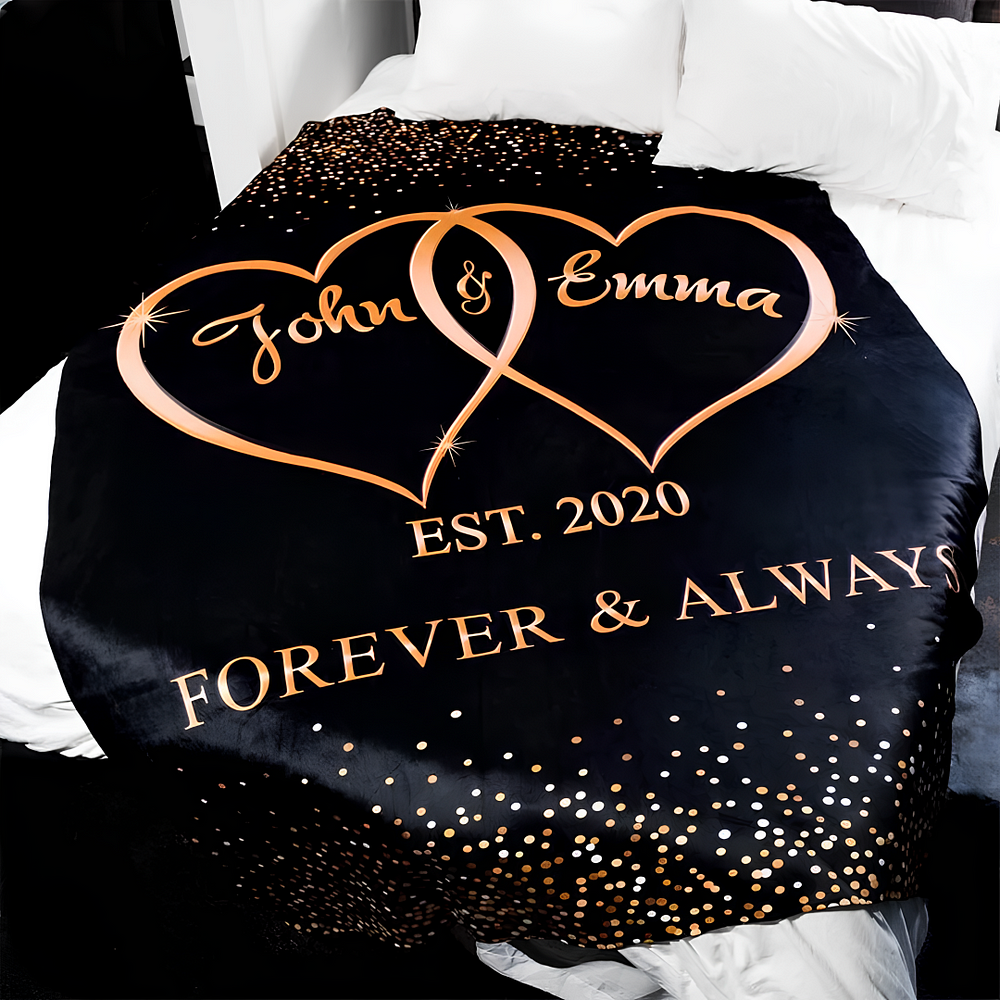 Cuori legati coperta per coppia personalizzabili 2 nomi