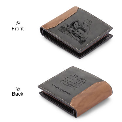 Portafoglio da Uomo Personalizzato con Foto, Testo e Calendario – Regalo Speciale per Papà | Jessemade