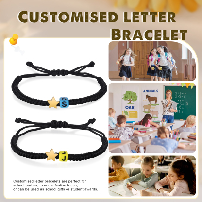 2PCS Braccialetto con perline di 2 lettere personalizzato regalo per scuola