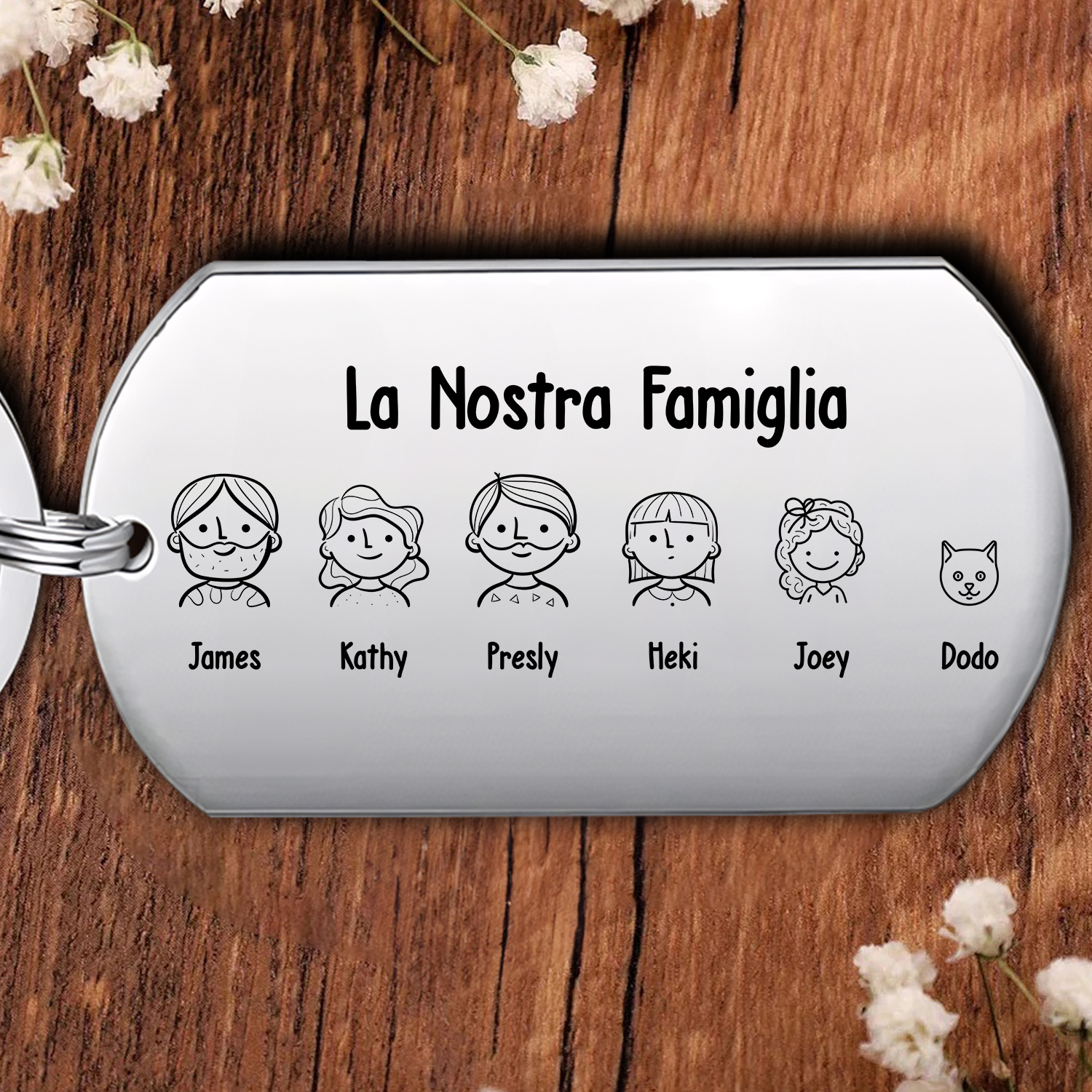 Portachiavi personalizzato la nostra famiglia figura papa mamma figli cane gatto