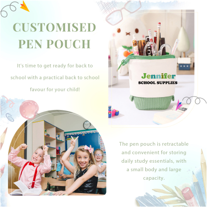 Astuccio per matite personalizzato con 2 testi per scuola elementare bambini