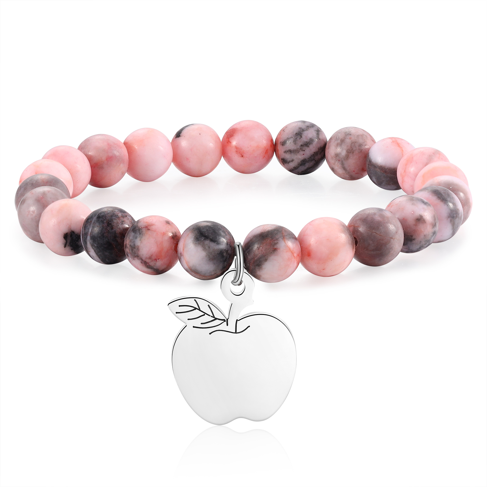 Braccialetto di pietre naturali con 1 testo personalizzato multicolori da scegliere