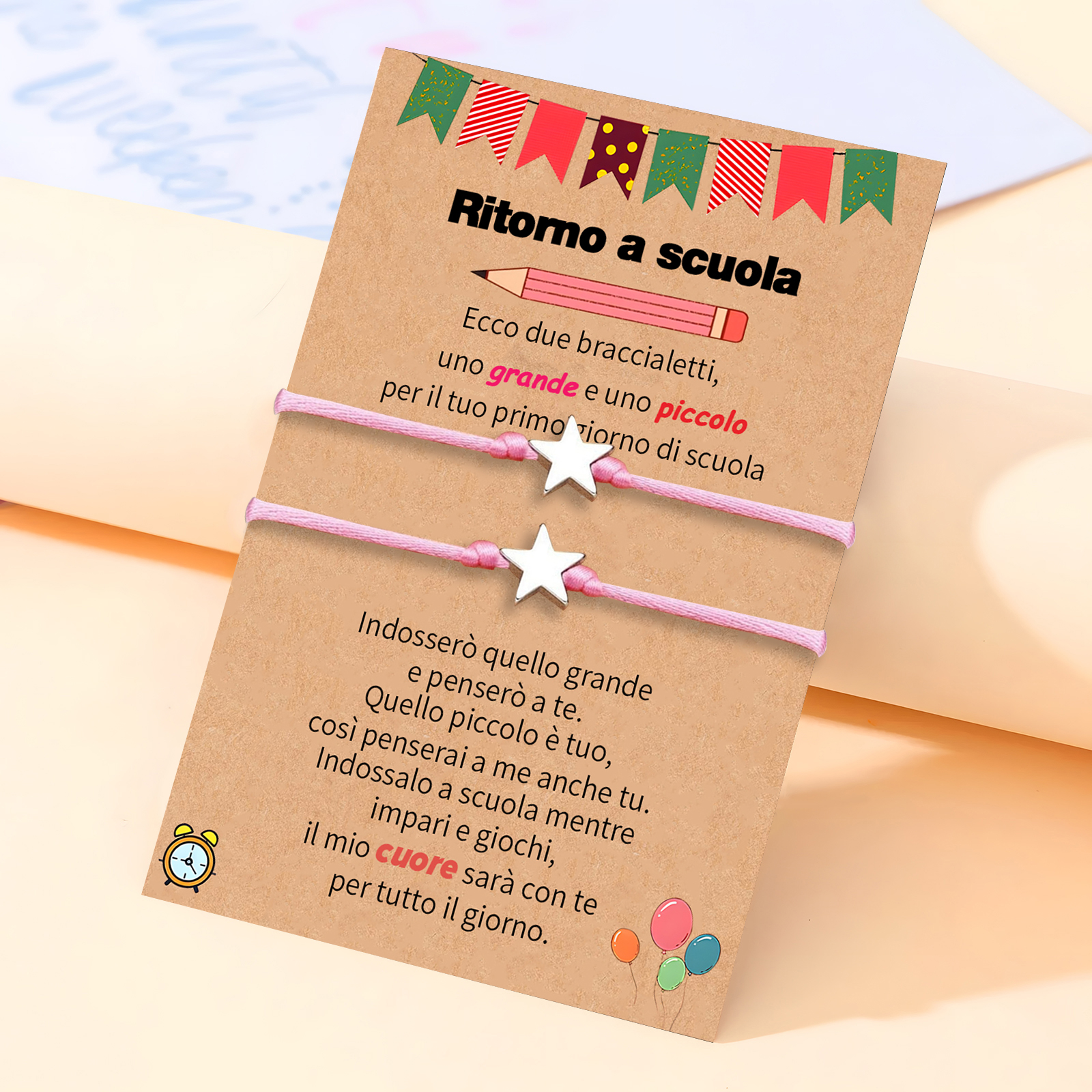 2PCS Braccialetto stella regorabile regalo per bambina con carta