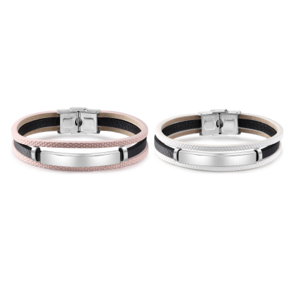 Coppia di Braccialetto rosa e bianco con 2 nomi e 1 data personalizzbili