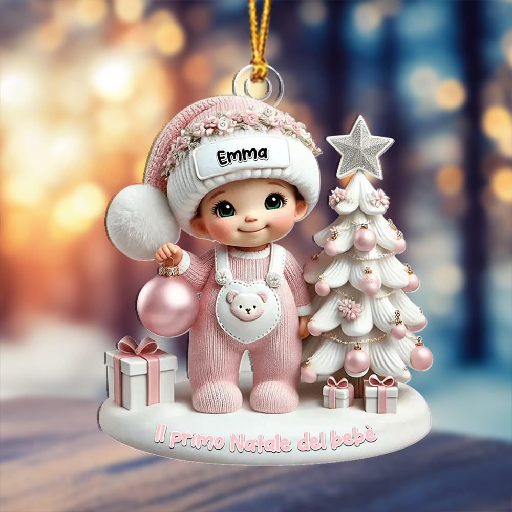 Addobbo di Natale personalizzabile con nome per il Primo Natale del bebè