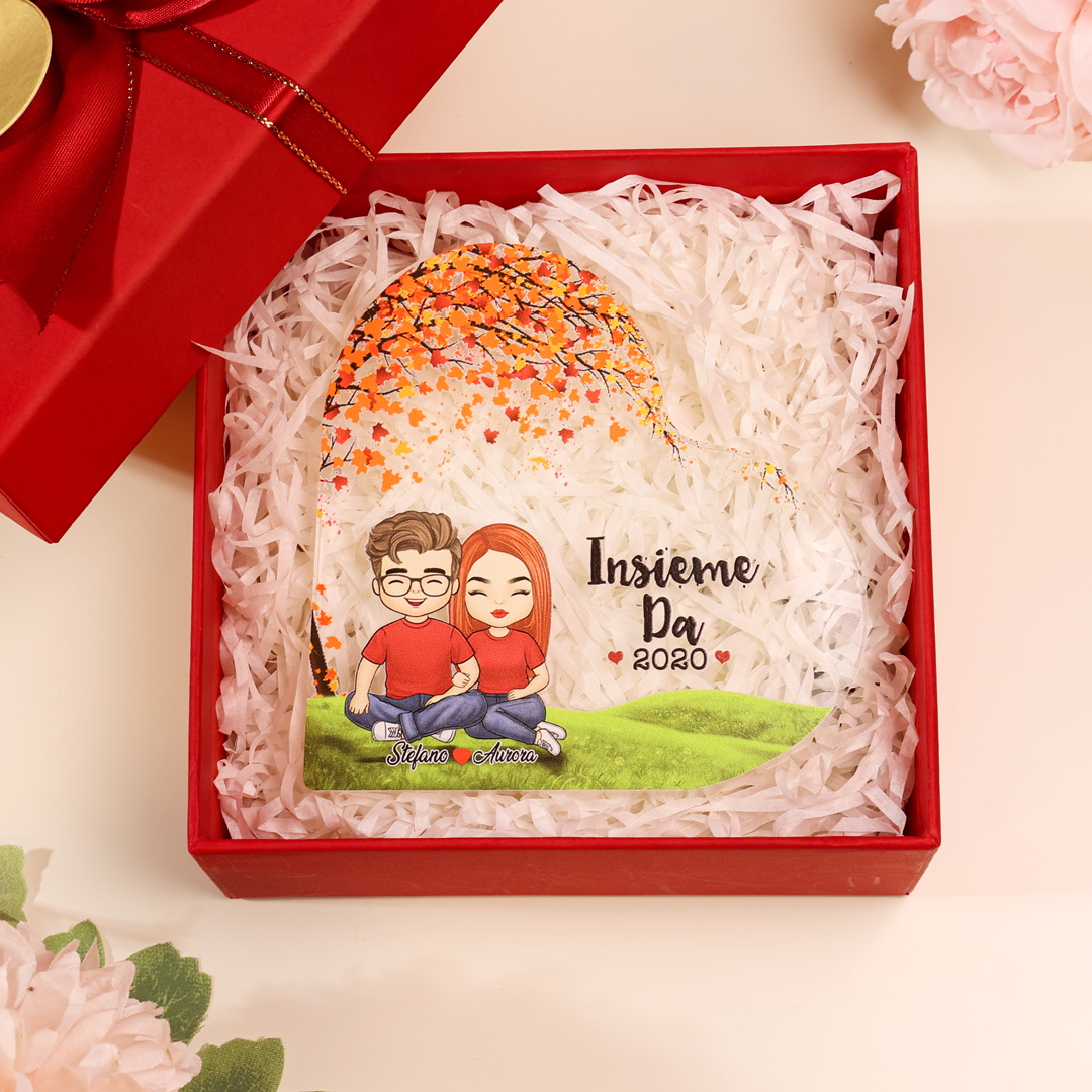 Insieme da-Deco acrilico cuore per coppia 2 nomi e 1 anno personalizzabili