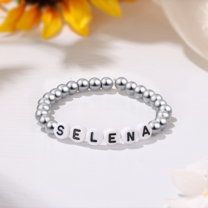 Braccialetto acciaio inox con perline trasparenti di 1 nome personalizzato regalo per scuola bambina