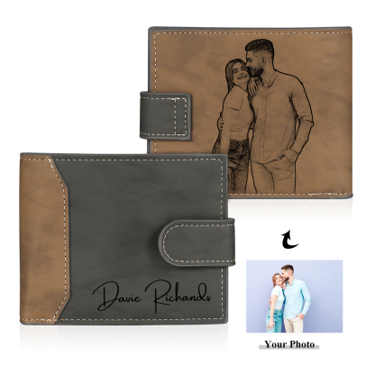 Portafoglio da Uomo Personalizzato – Con 1 Foto e Testo Inciso – Regalo Speciale per Papà | Jessemade