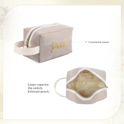 Borsa portabile per cosmetici in velluto a coste per donna 1 nome personalizzato regalo per donna