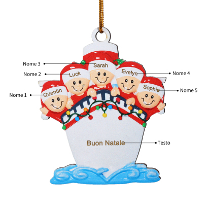 "Sulla nave"Ornamento natalizio in legno con 3-5 nomi personalizzati e 1 testo Regalo di Natale per la famiglia | Jessemade