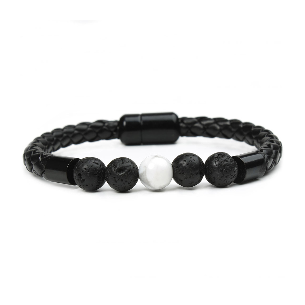 Tiger Eye Black Onyx Beaded Bracelet Men