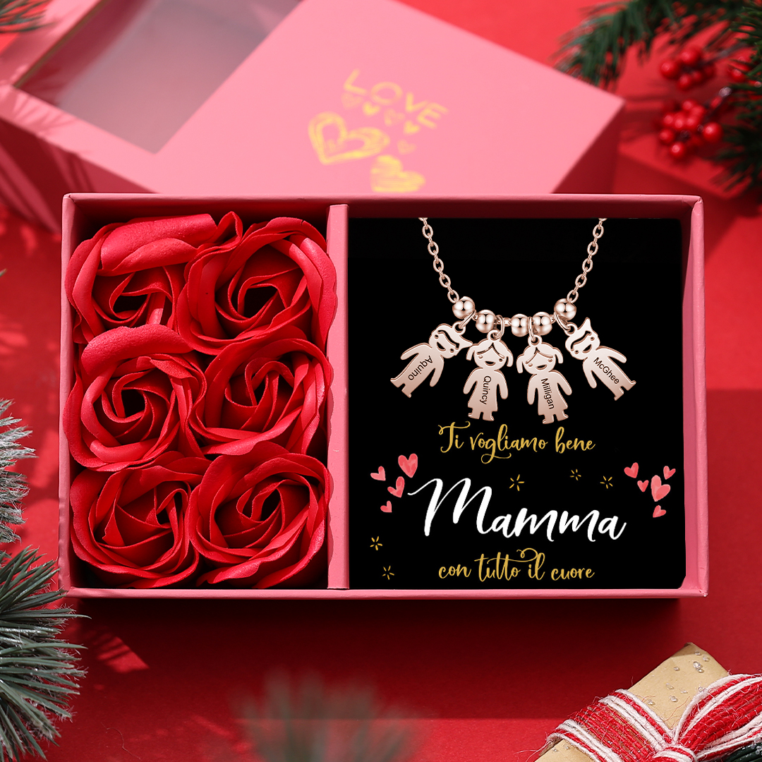 Collana bambino felice personalizzabile 4 nomi