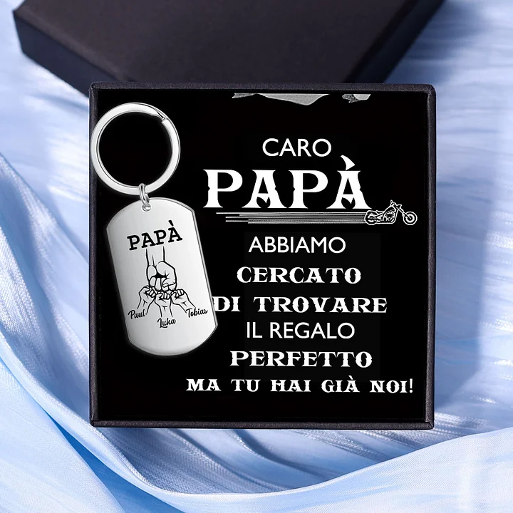 Non dimenticare mai che ti amo-Pugno a pugno Portachiavi 3 nomi regalo per papà