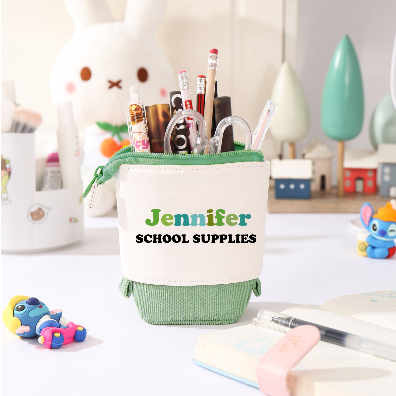 Astuccio per matite personalizzato con 2 testi per scuola elementare bambini