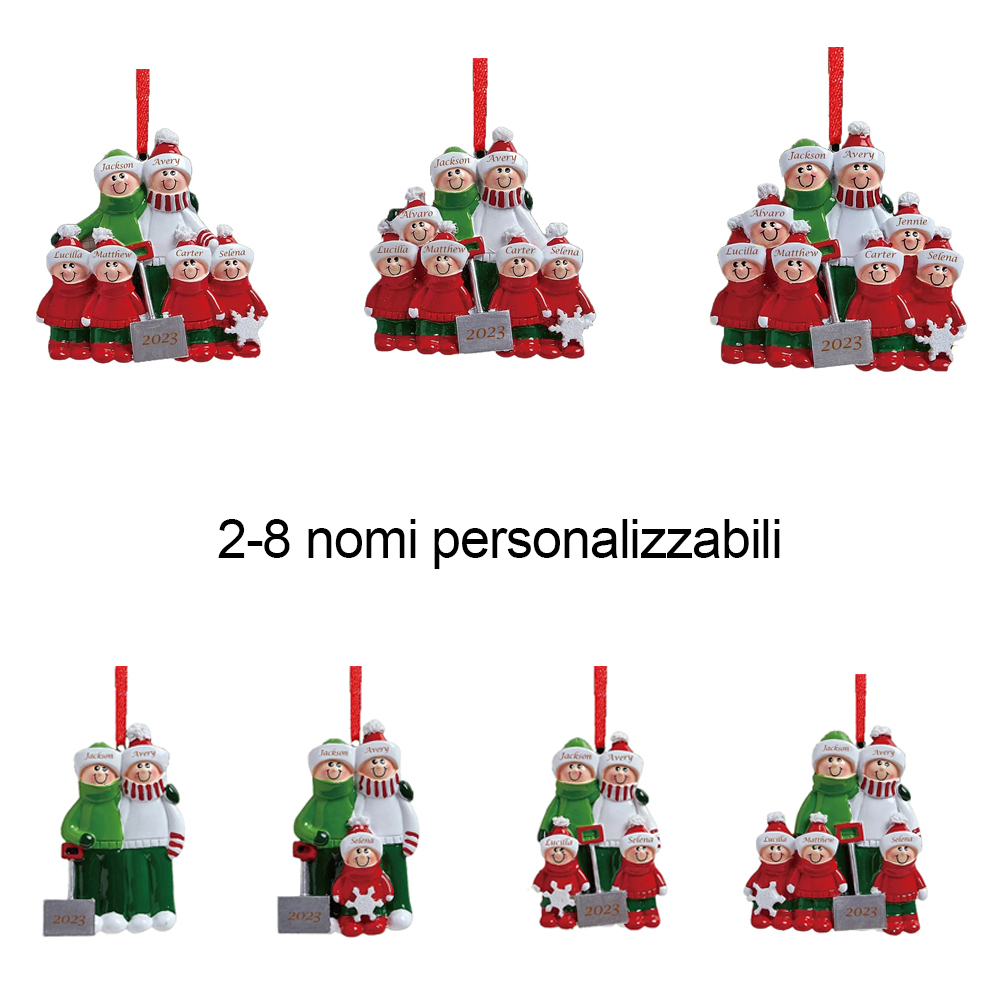 Bianco Natale mille candele... Ornamenti familiari ciondolo per albero di Natale 2 nomi personalizzati