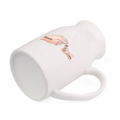 Vaso di ceramica con mano passando il fiore 2 nomi personalizzati per nonna/mamma