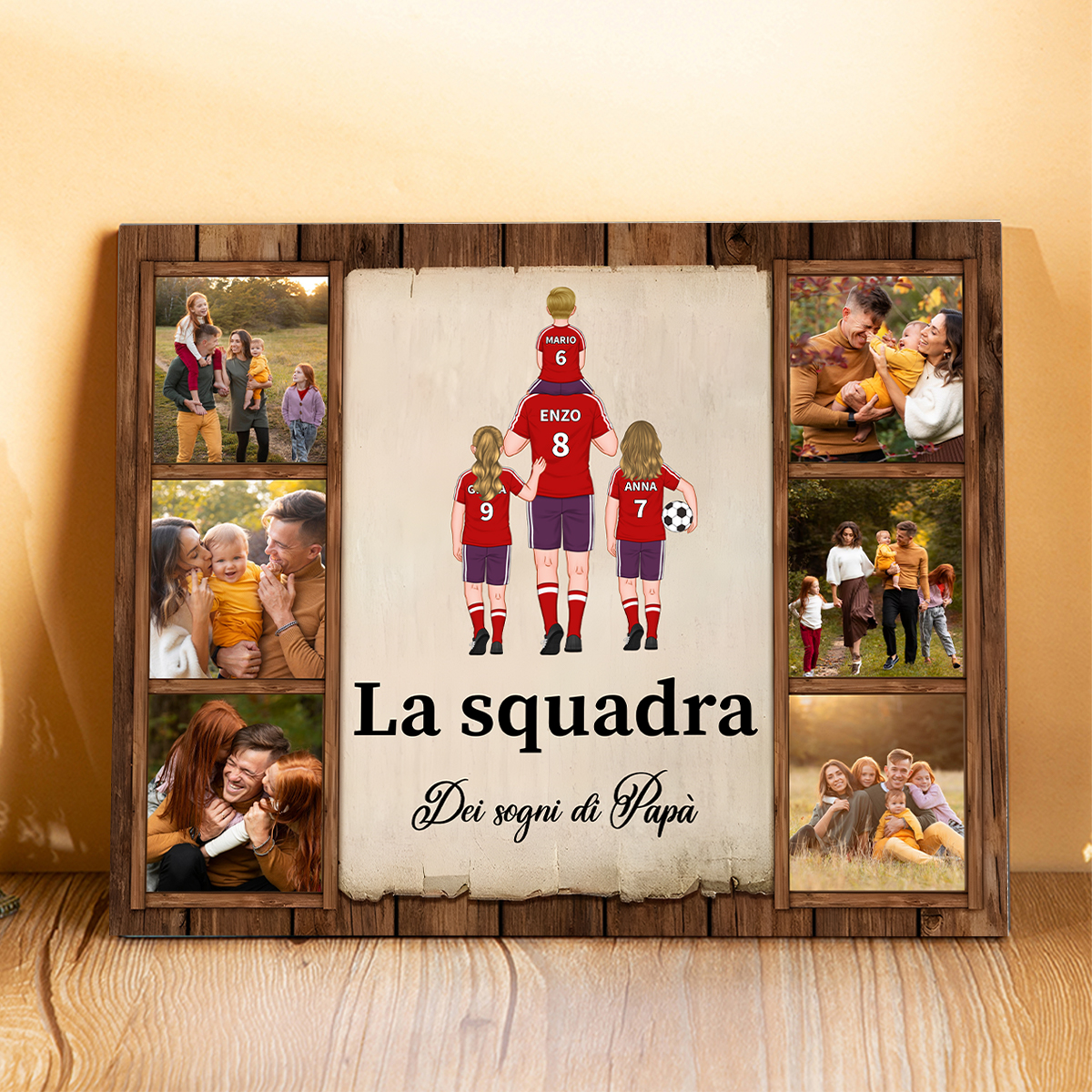 La squadra dei sogni di papà-Targa con immagini e nomi e foto personalizzabili per papà