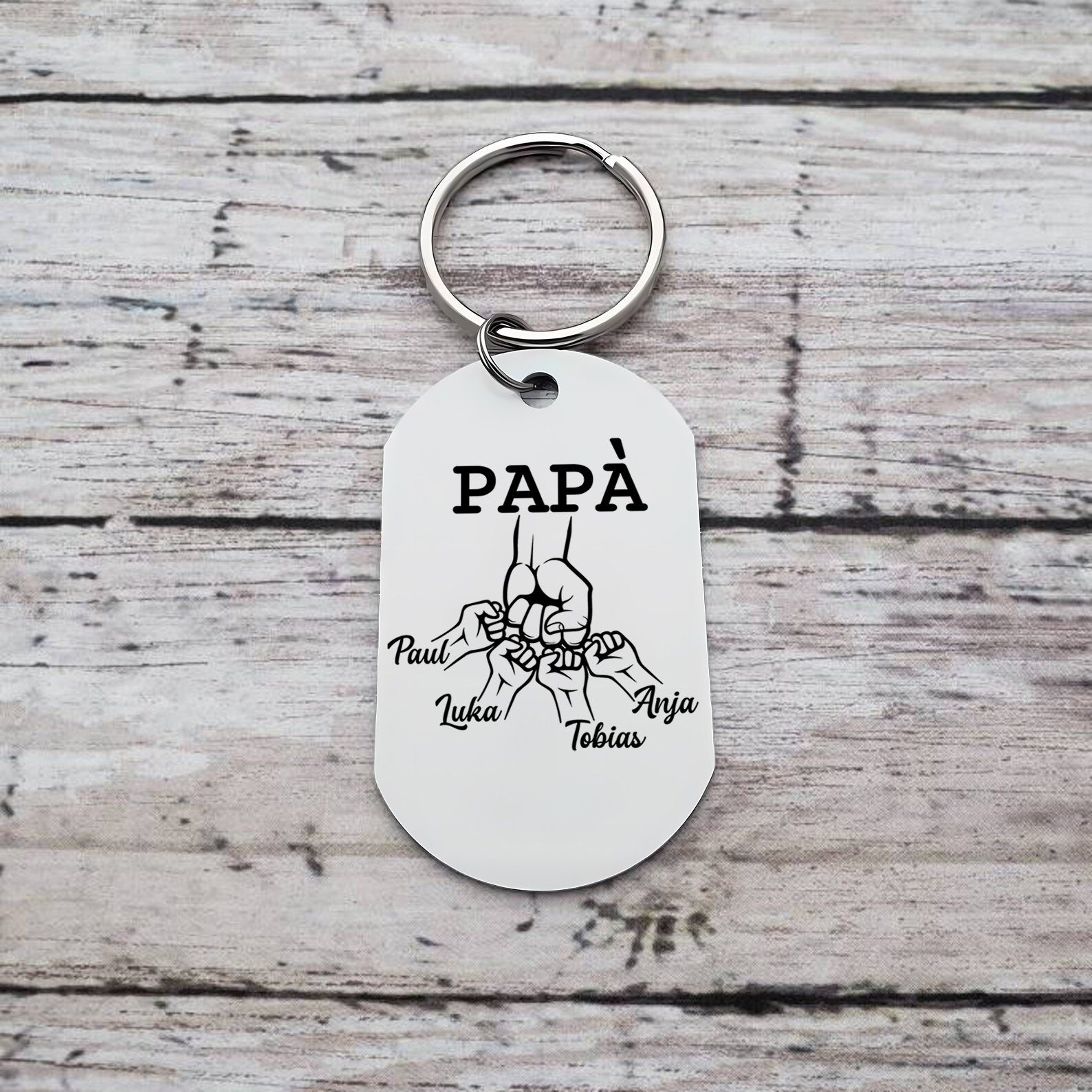 Non dimenticare mai che ti amo-Pugno a pugno Portachiavi 4 nomi regalo per papà