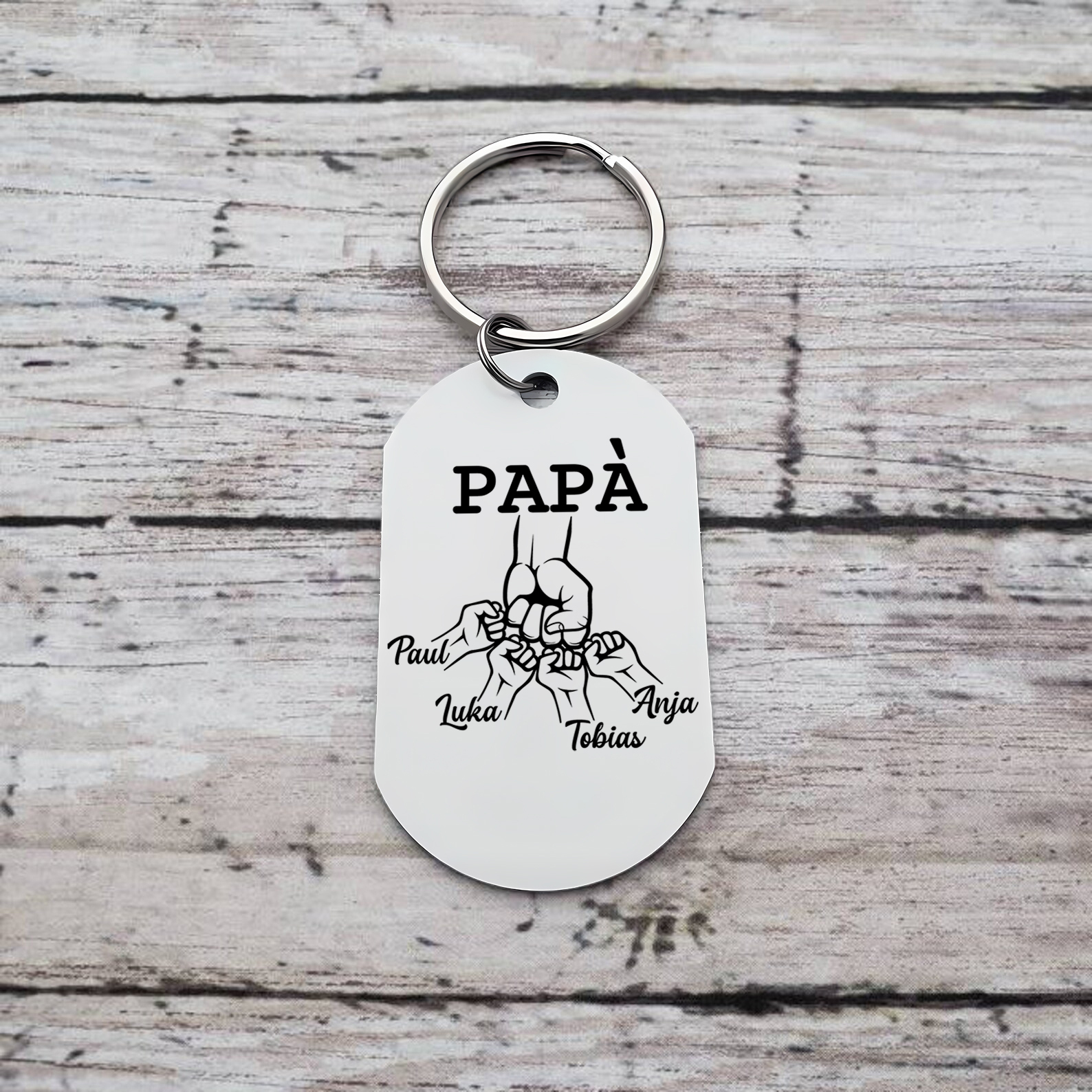 Non dimenticare mai che ti amo-Pugno a pugno Portachiavi 4 nomi regalo per papà