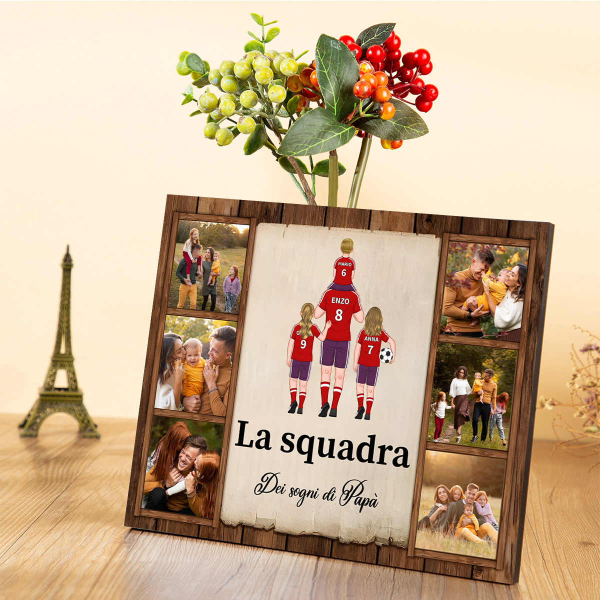 La squadra dei sogni di papà-Targa con immagini e nomi e foto personalizzabili per papà