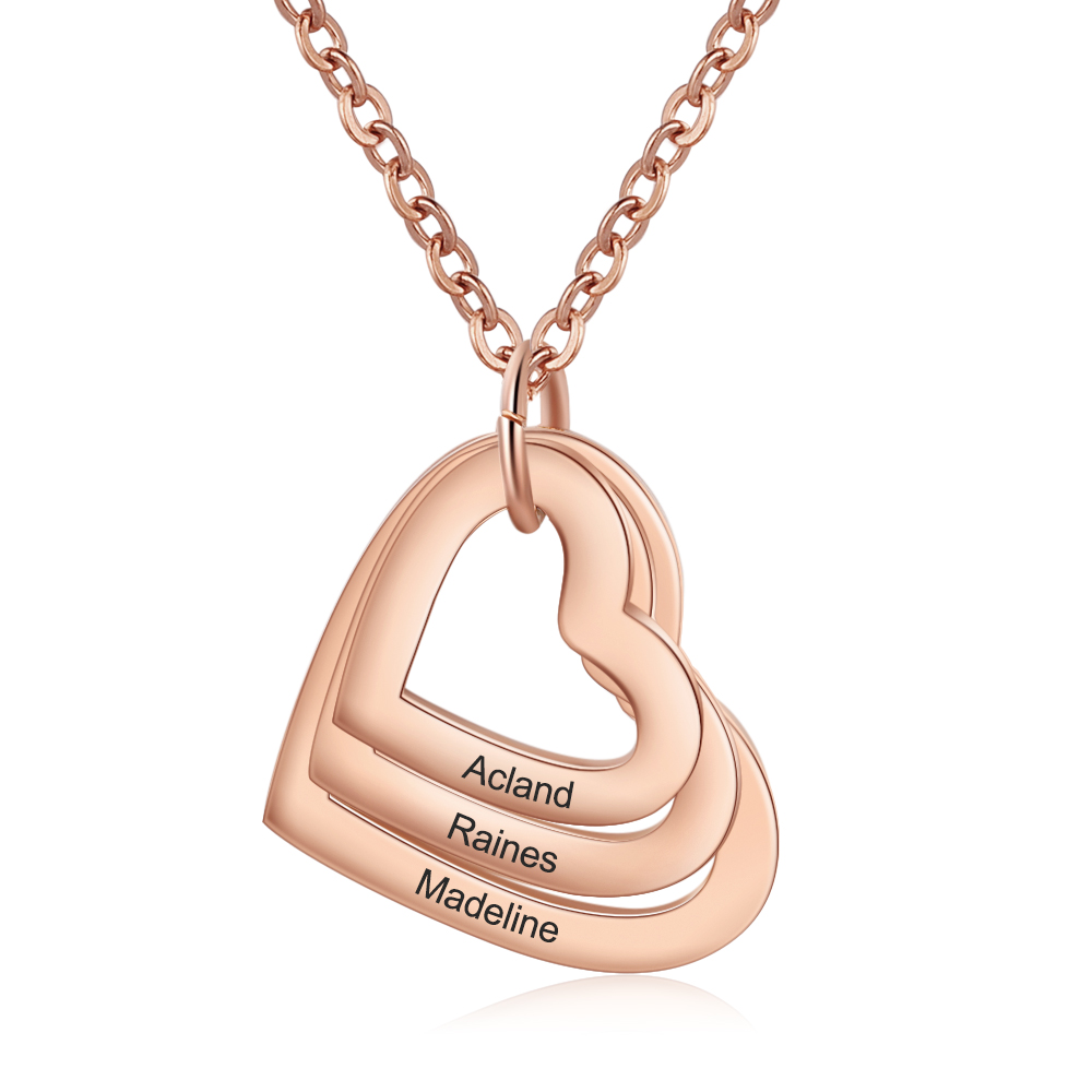 Collana 3 nomi personalizzati con ciondolo cuore