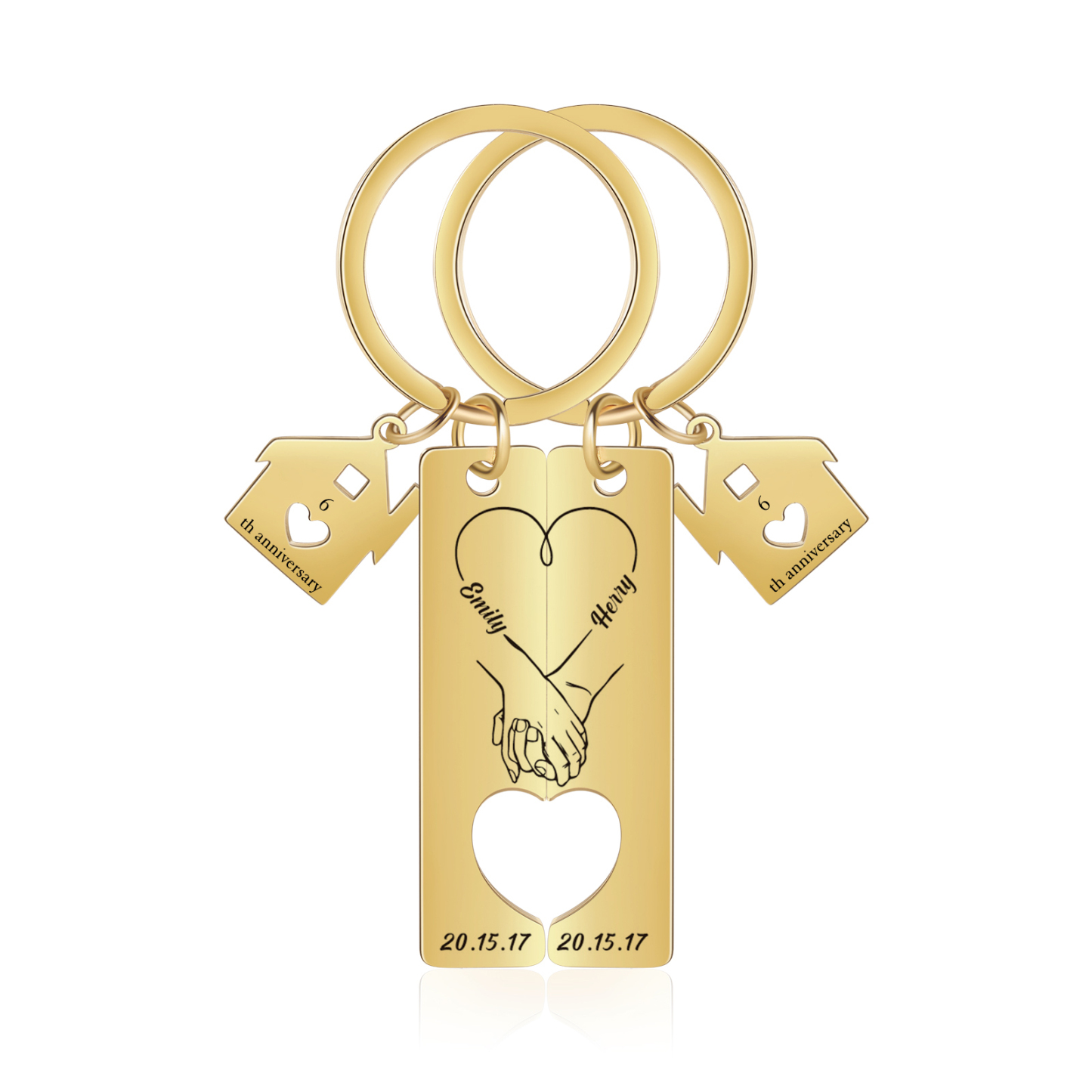 Insieme Per Sempre Portachiavi Per Coppia 2 nomi & data personalizzabili