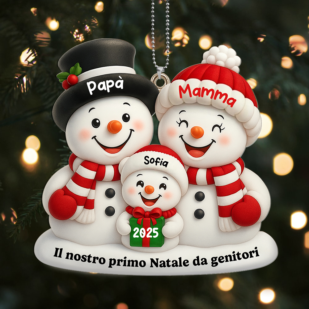 Decorazione personalizzata per il primo Natale da genitori, famiglia di pupazzi di neve personalizzabile, regalo per neogenitori | Jessemade