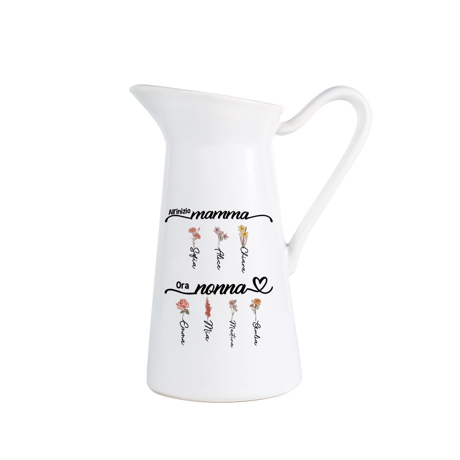 Prima mamma, ora nonna – vaso in ceramica floreale