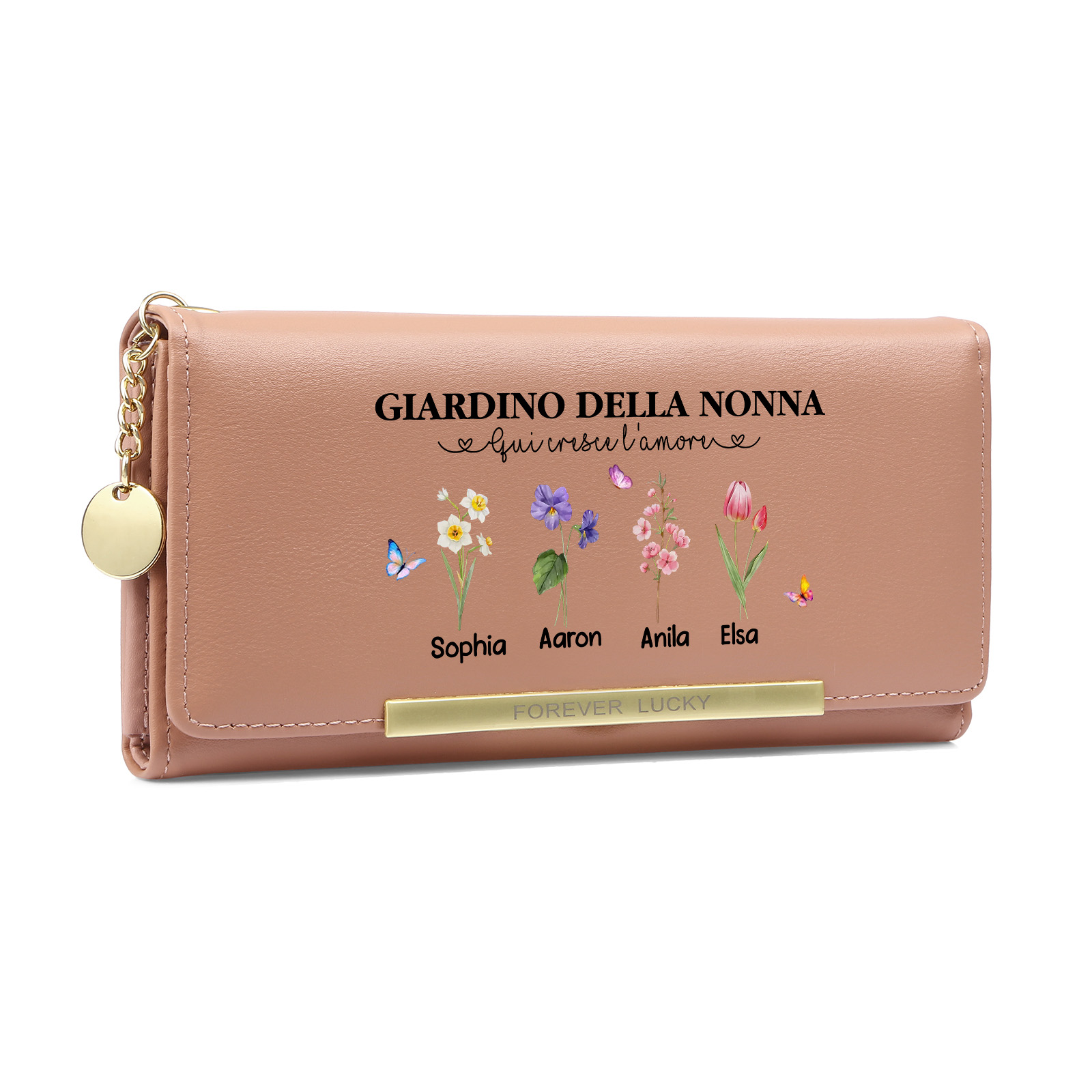 Portafoglio personalizzato per la nonna con fiori