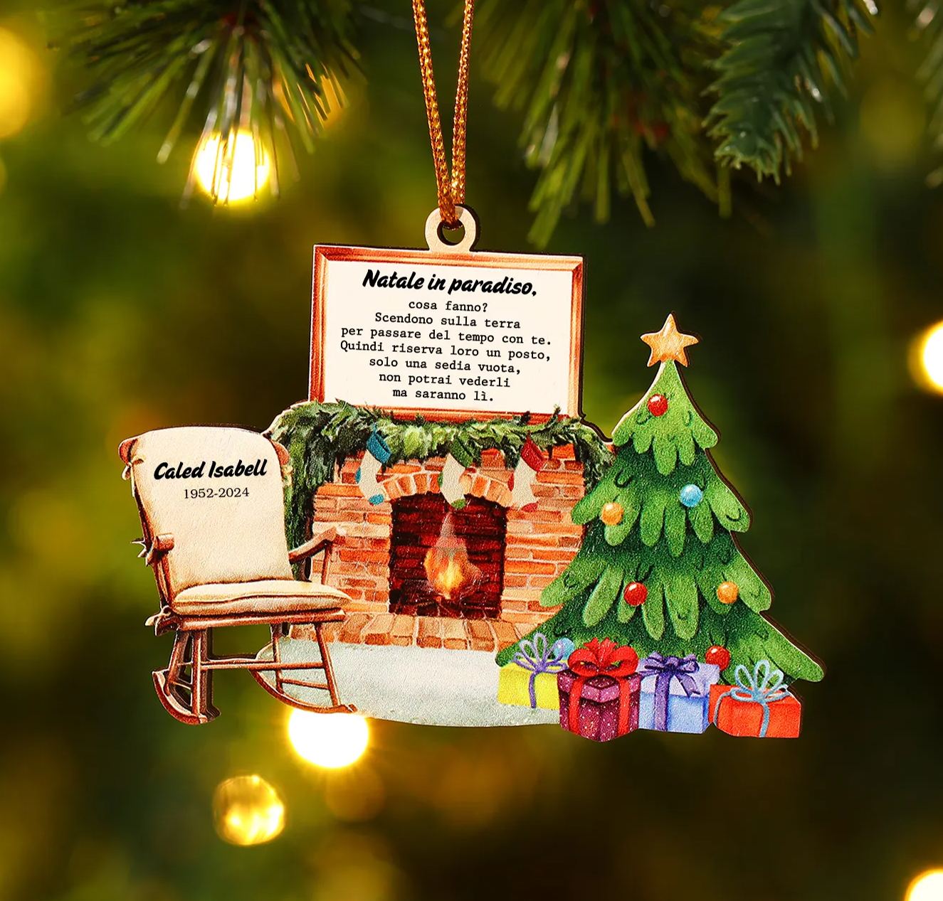 Personalised "Christmas in Heaven" Wooden Ornament – Custom 1 Name & 1 Year Memorial Christmas Gift | Jessemade