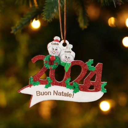Decorazione Natalizia in Legno Personalizzata - 2 Nomi e 1 Testo - Design Pupazzo di Neve | Jessemade